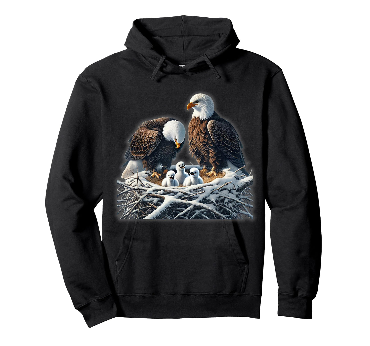 Bald Eagle Dad Mom Three Eaglet Chicks Babies in The Nest T-Shirt
