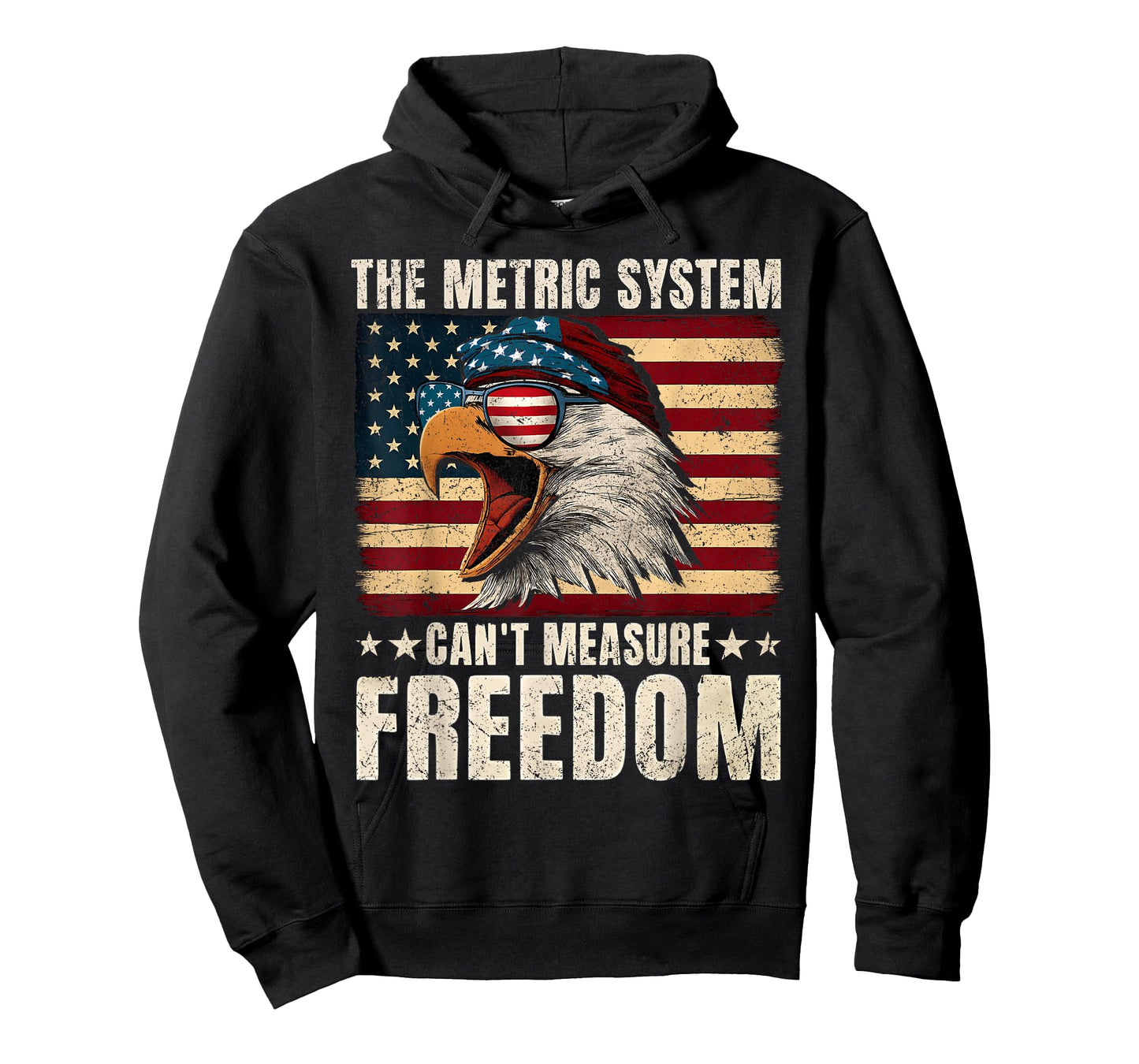 Eagle USA Flag The Metric System Can't Measure Freedom Meme T-Shirt