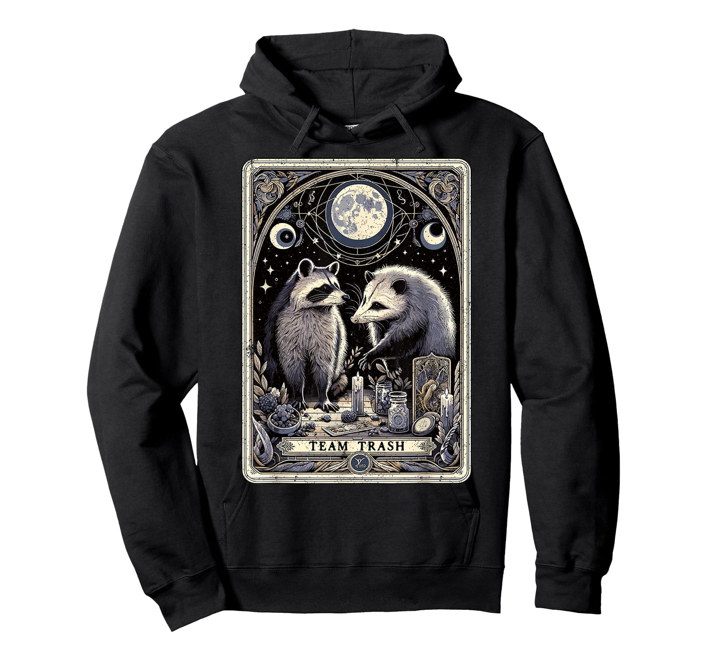 Team Trash Tarot Card Opossum Witchcraft Goth Possum Racoon T-Shirt
