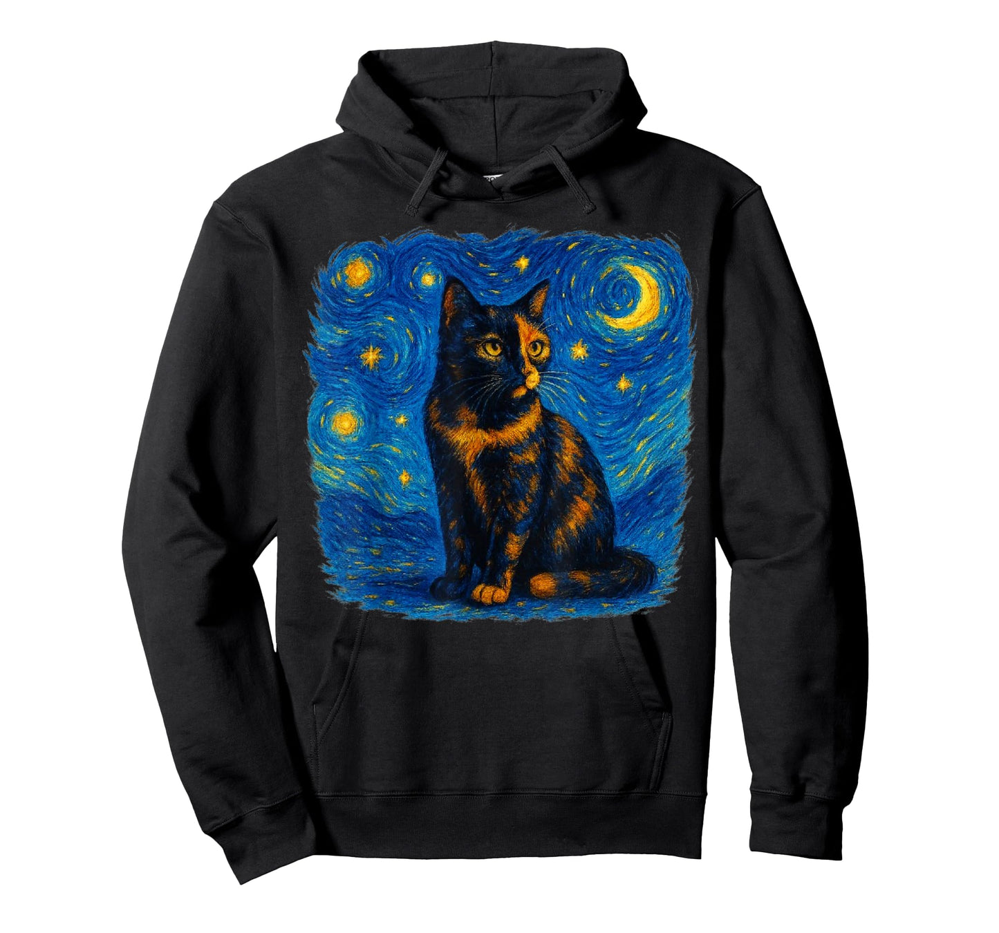 Tortoiseshell Tortie Starry Night Kitty Cat Art T-Shirt