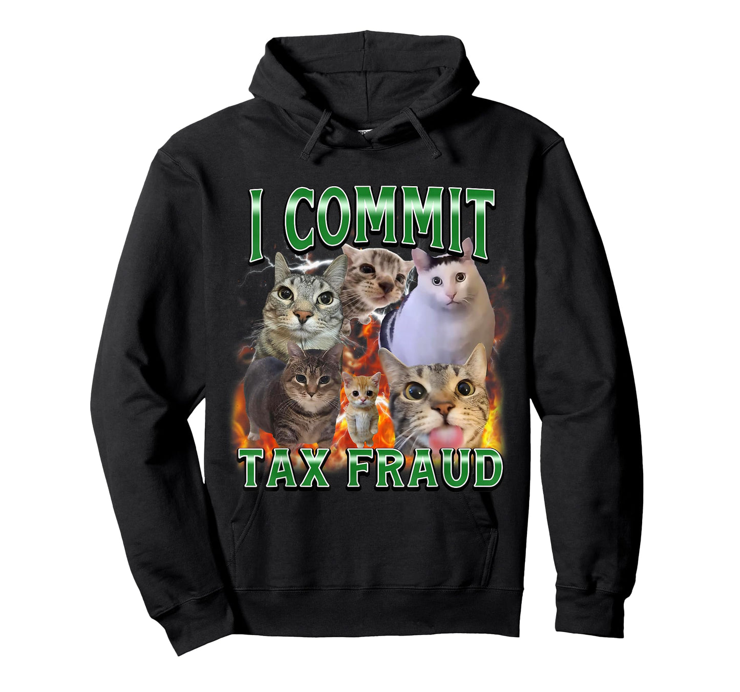 I Commit Tax Fraud Funny Cat Meme Bootleg Graphic Men Women T-Shirt