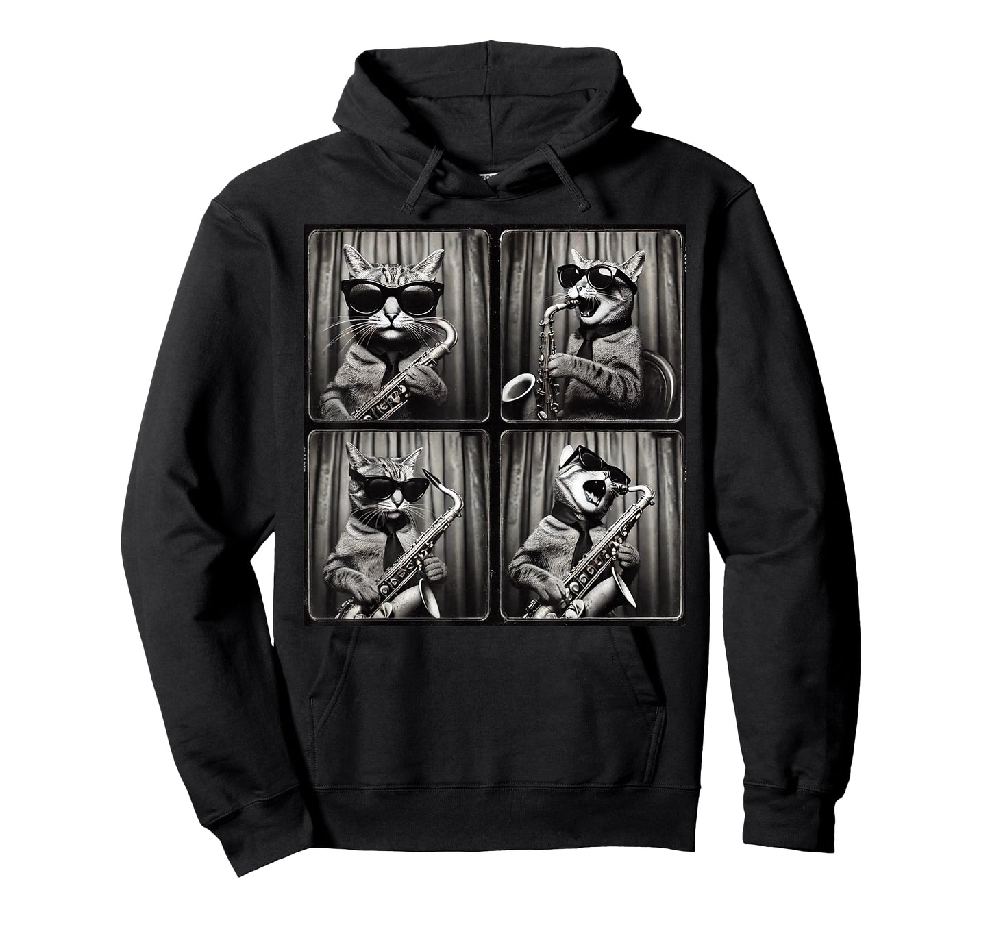 Cat Playing Saxophone Rock Vintage Funny Cat Photobooth T-Shirt
