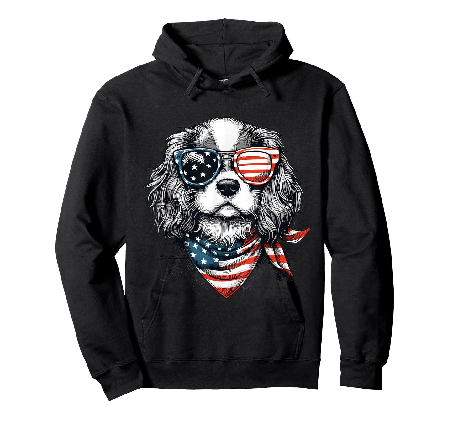Kids 4th of July with Cavalier King Charles Spaniel Dog T-Shirt