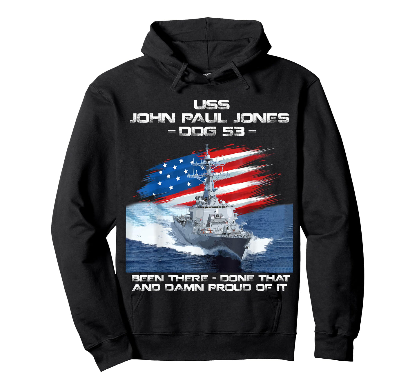USS John Paul Jones DDG-53 Destroyer Ship USA Flag Veteran T-Shirt