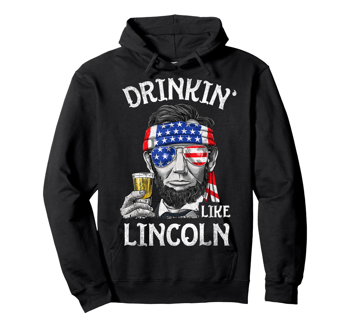 Drinking Like Lincoln 4th of July Men Abraham Merica Flag T-Shirt