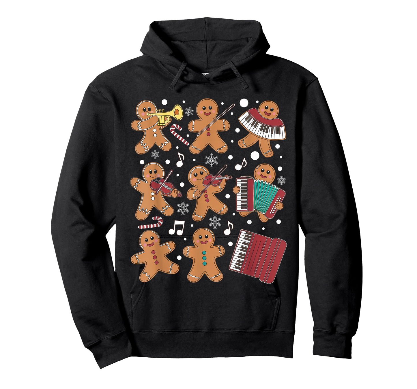 Christmas Musician Gingerbread Playing Musical Instruments T-Shirt