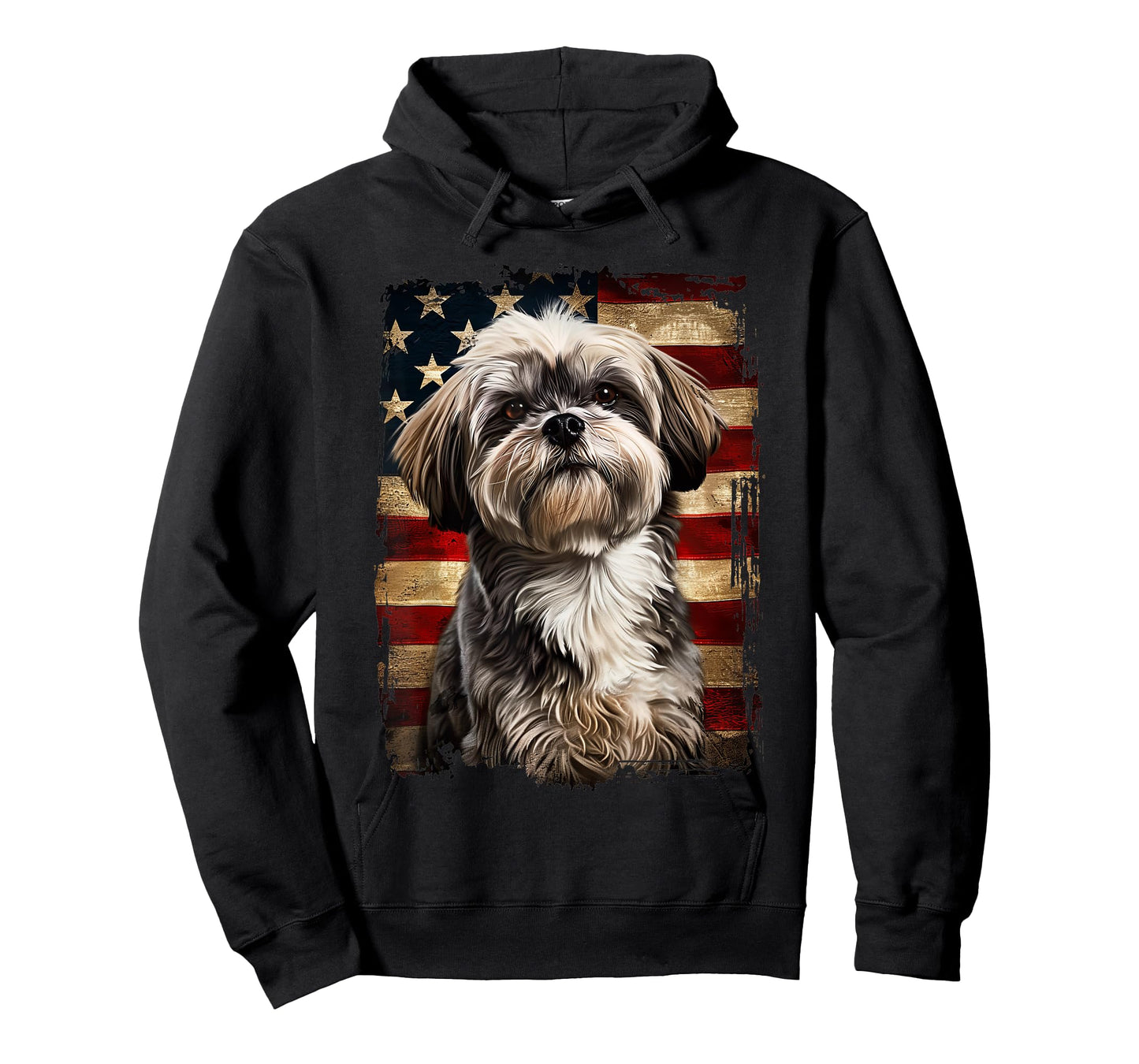 Lhasa Apso American Flag T-Shirt