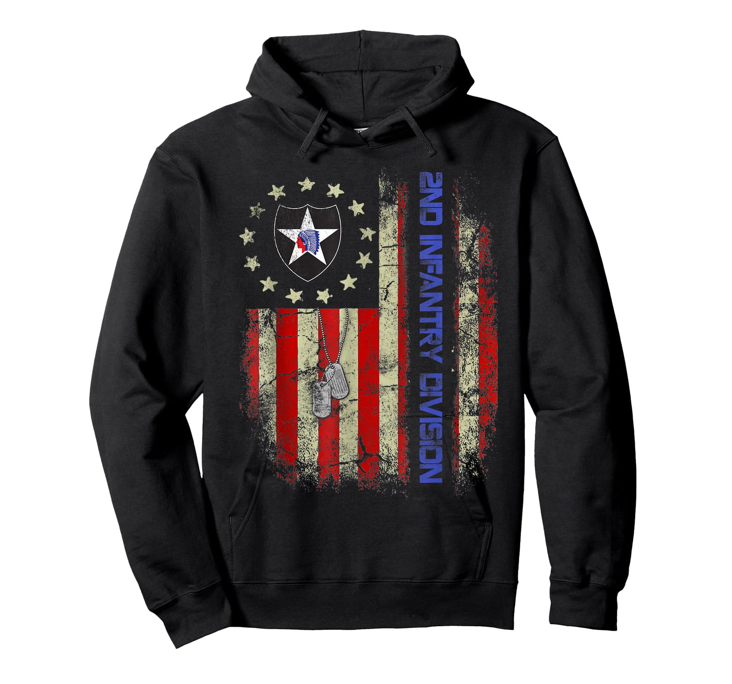 Vintage Flag 2nd Infantry Division Veteran Independence Day T-Shirt