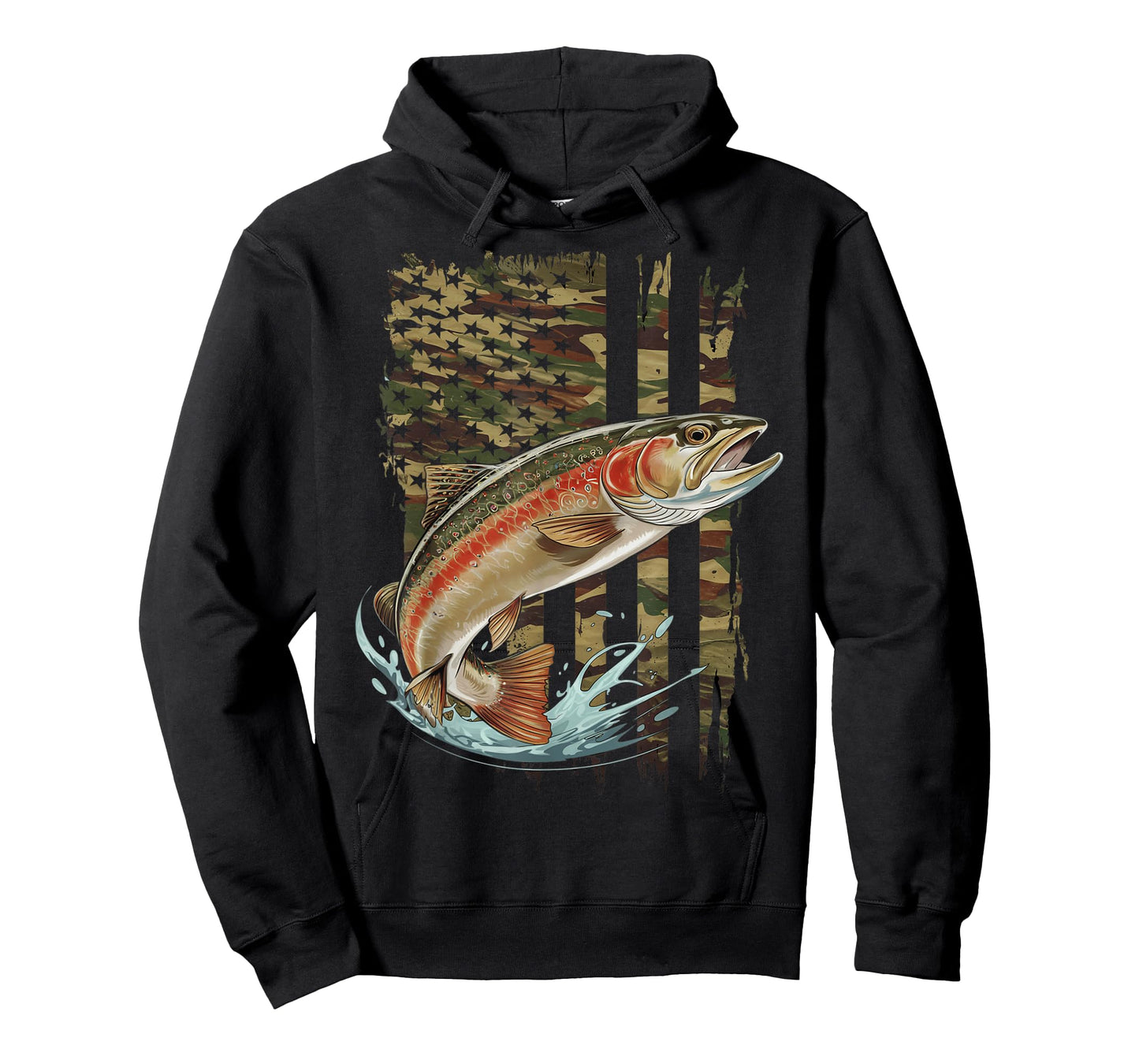 Vintage Speckled Brook trout American flag Fishing artwork T-Shirt
