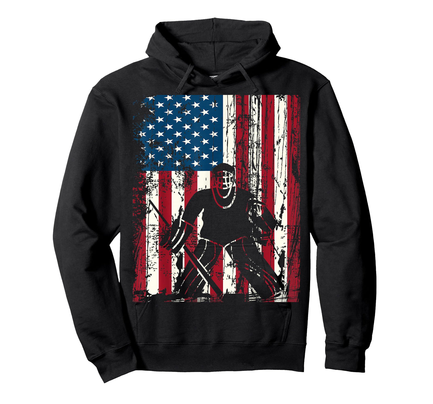 Vintage USA American Flag Ice Hockey Goalie 4th of July T-Shirt