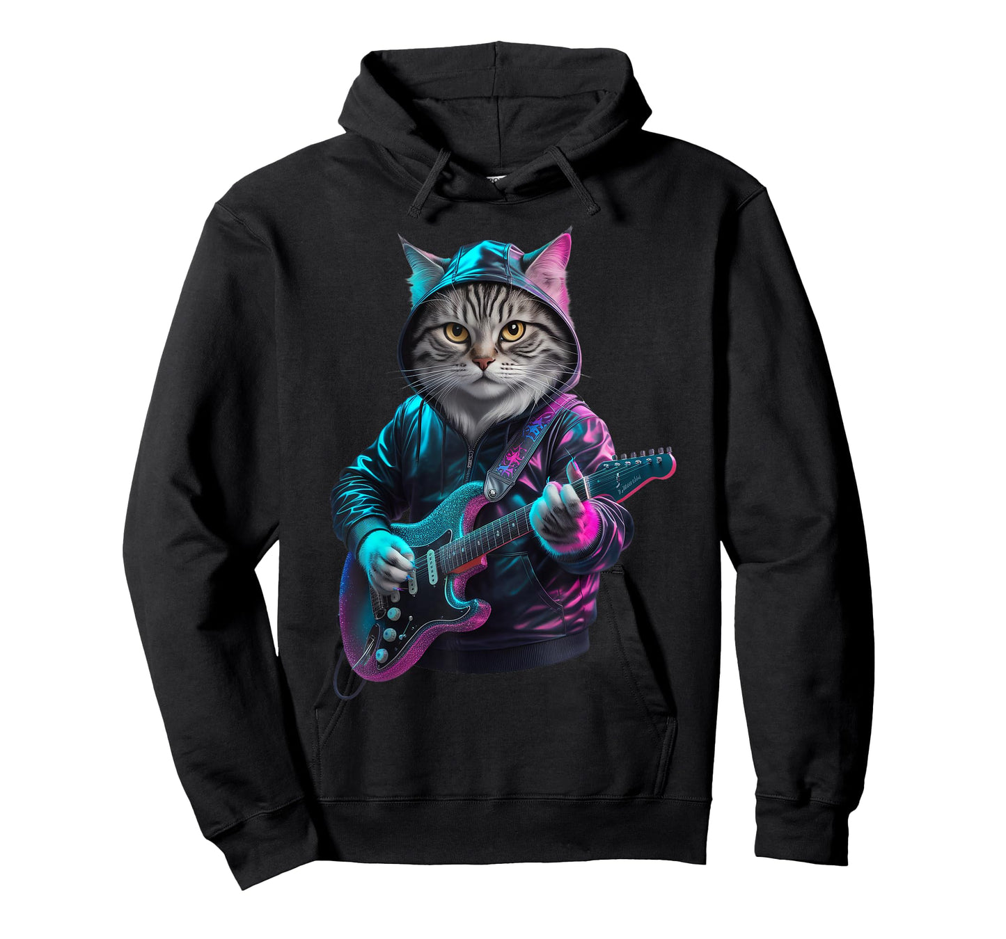 Cat Playing Guitar Rock and Roll Rock Star for Men Women Kid T-Shirt