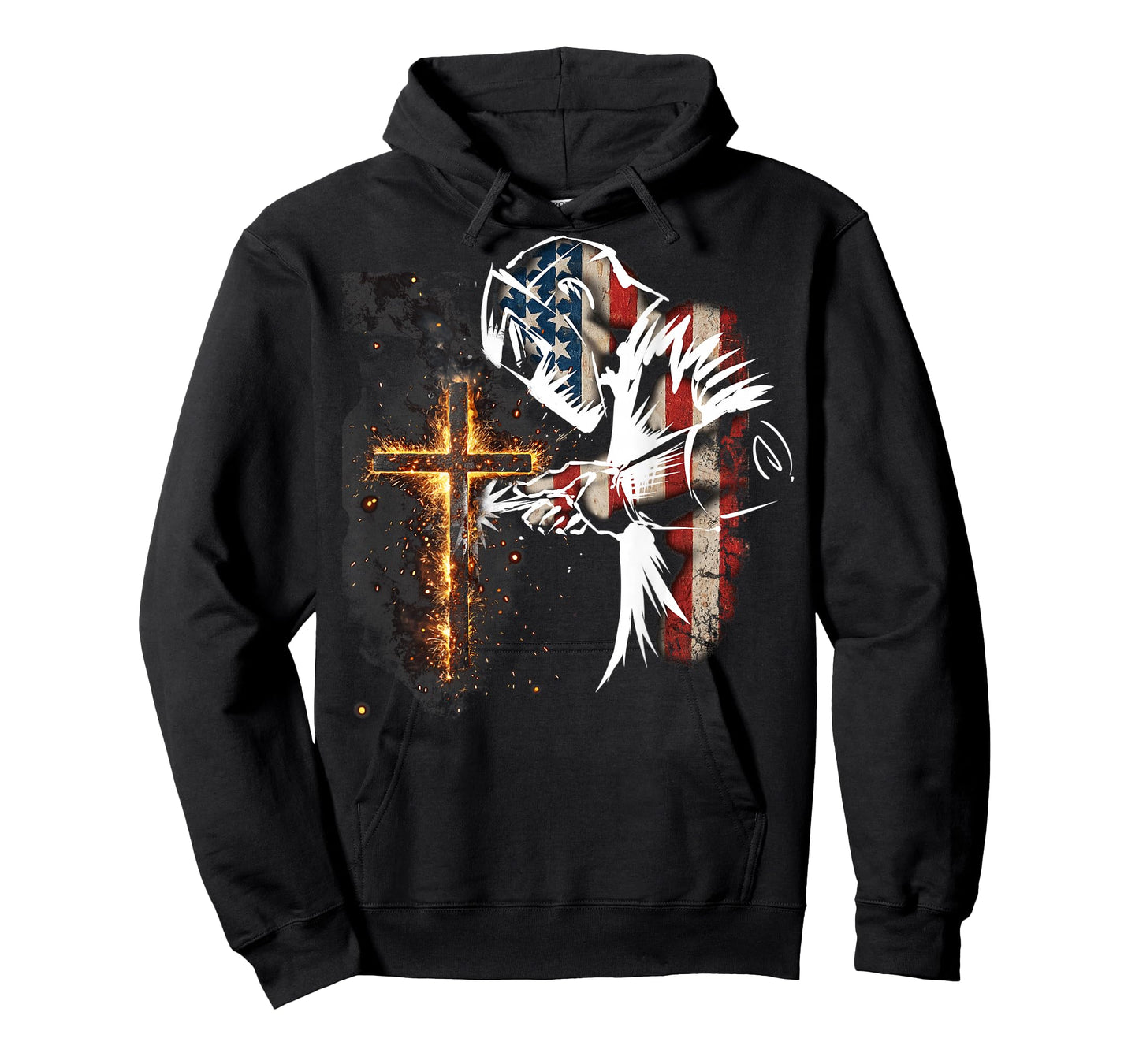 Welder American Flag Mig Tig Welding Faith Cross Christian T-Shirt