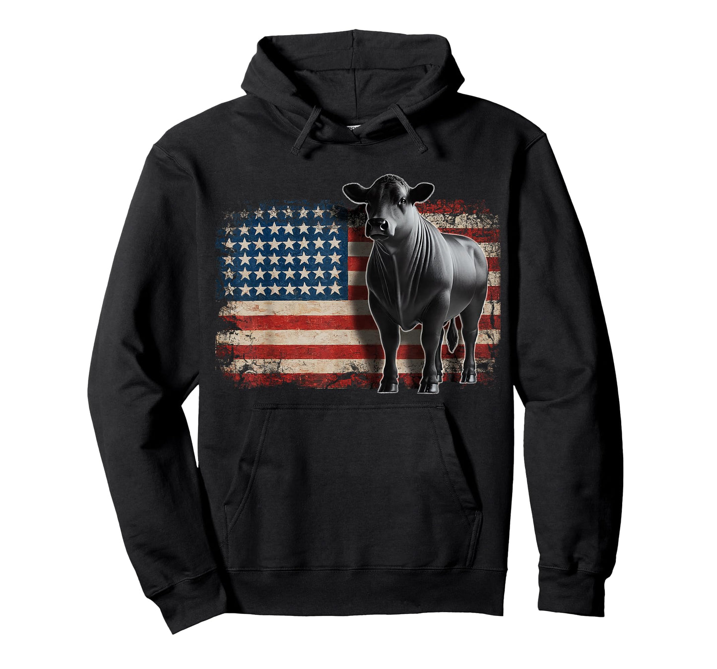 Angus Rancher USA American Flag Cow T-Shirt