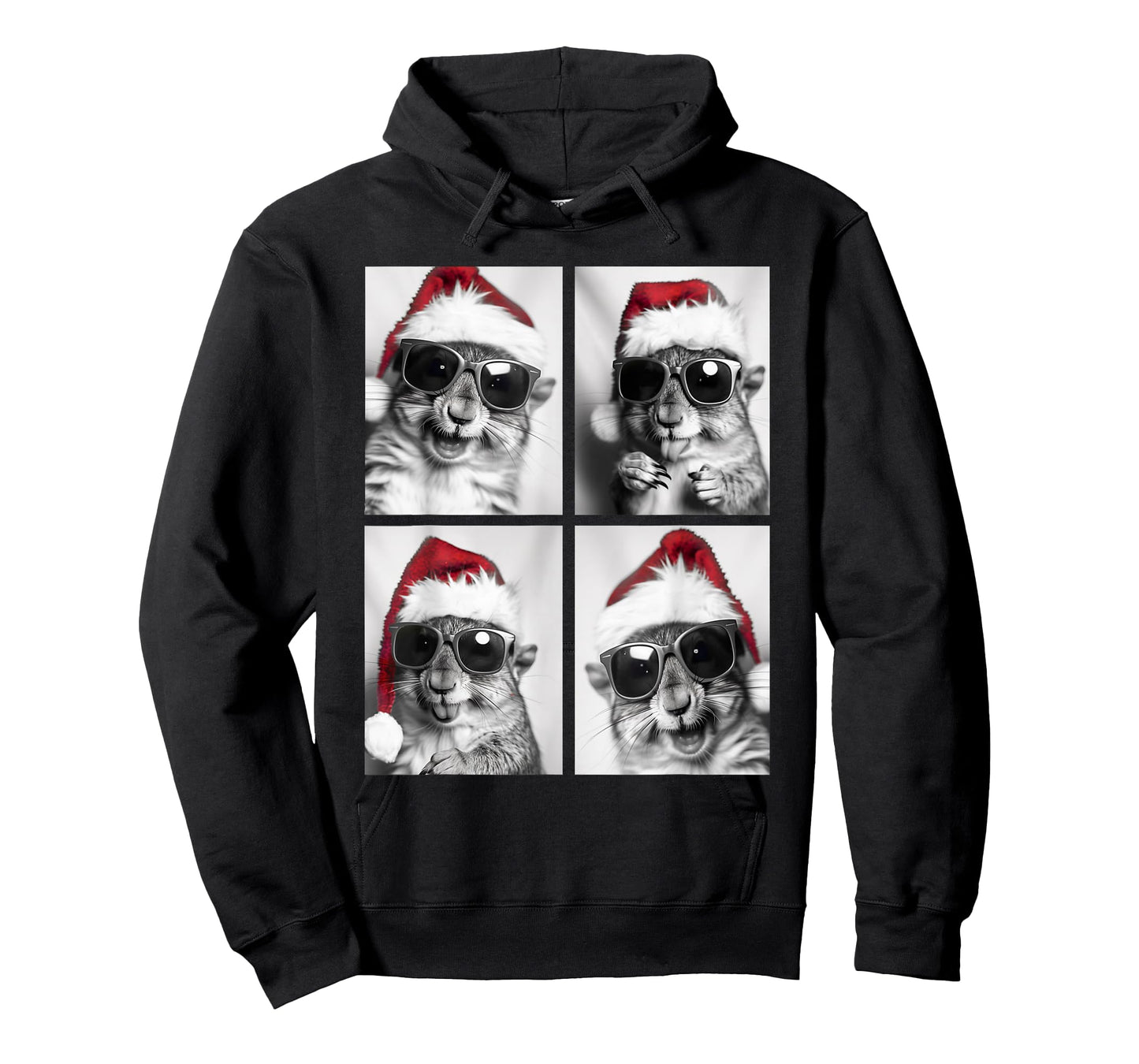 Funny Christmas Squirrels Sunglasses Santa Hat Festive Meme T-Shirt