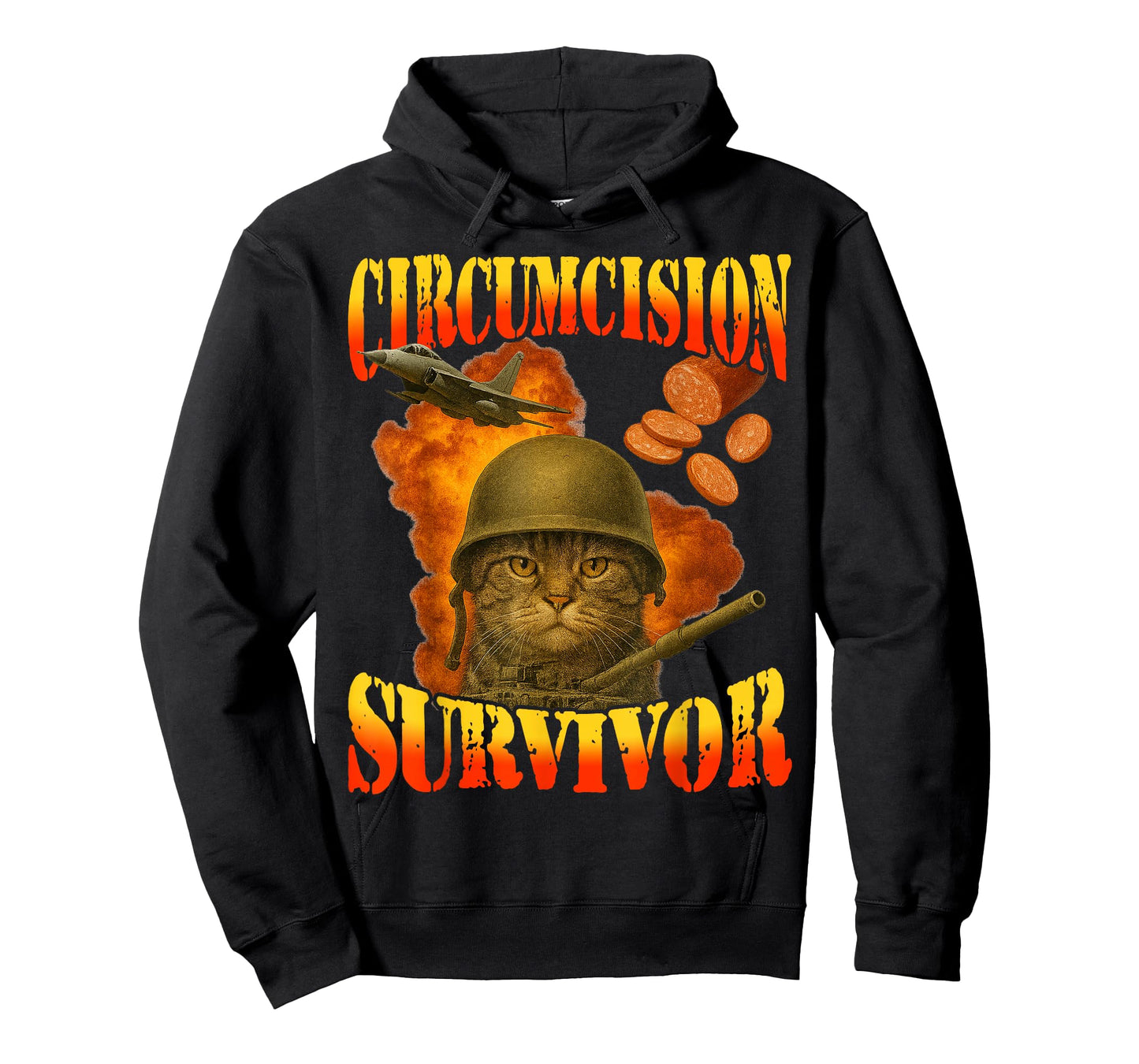 Circumcision Survivor Funny Vintage War Meme Cat Humor T-Shirt