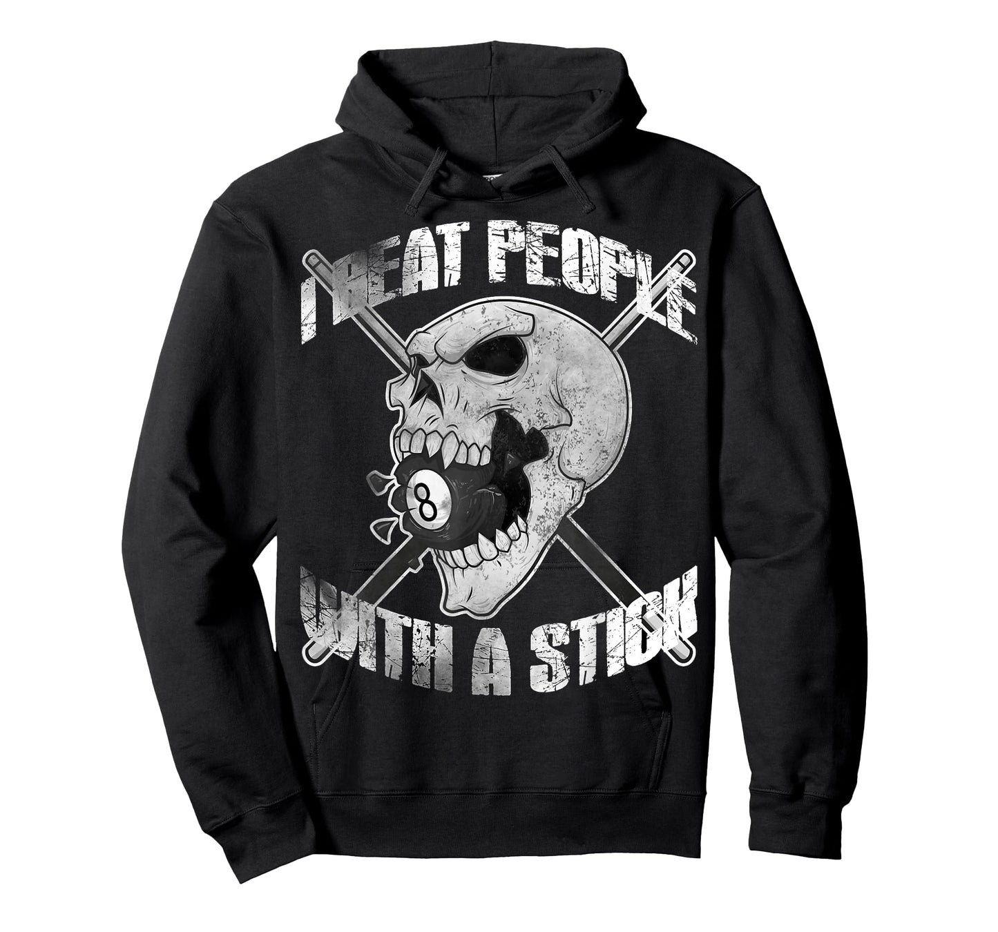 Billiards I Beat People with a Stick Skull Eightball T Shirt T-Shirt