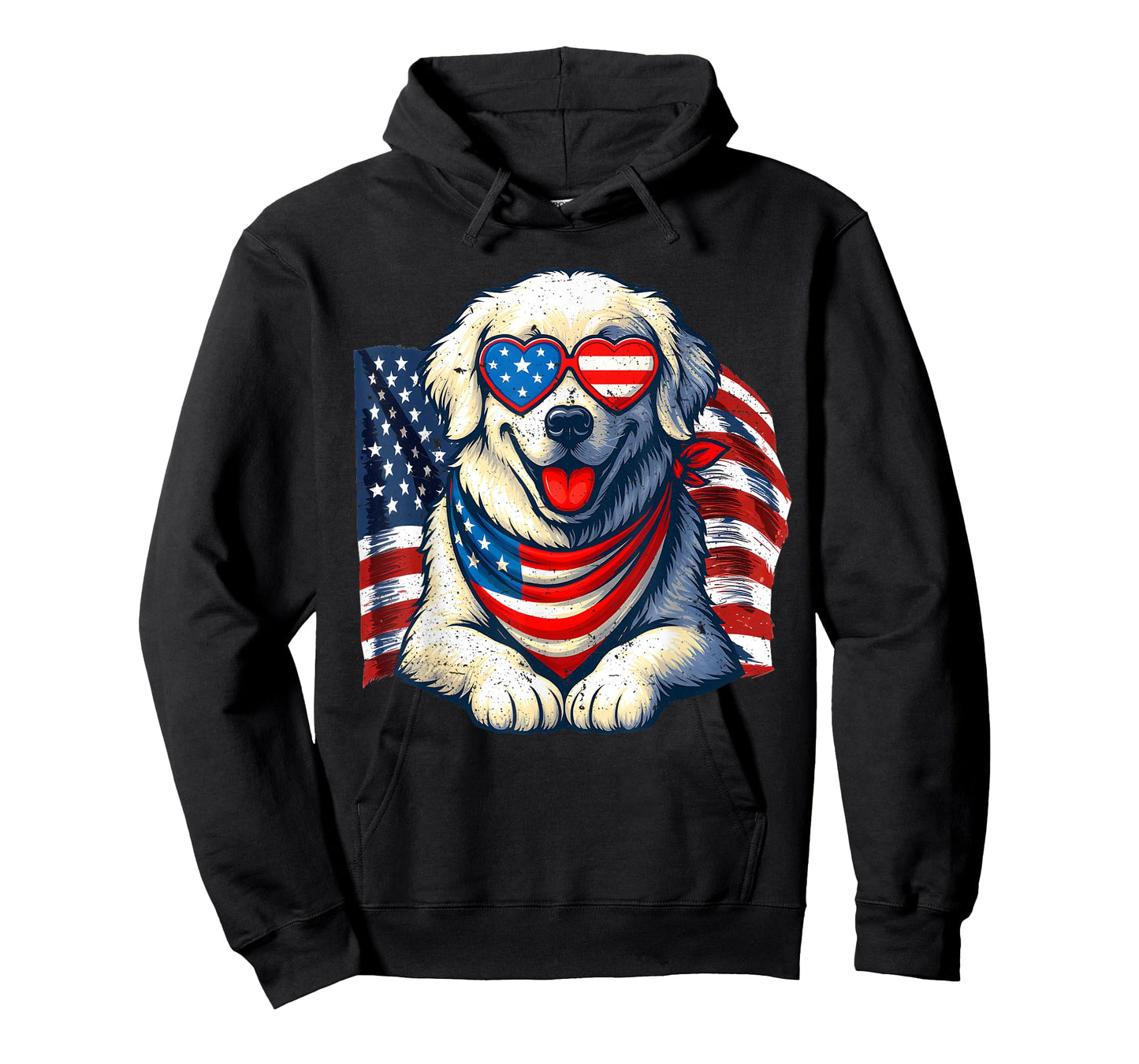 Vintage Great Pyrenees American Flag Love Sunglasses Freedom T-Shirt
