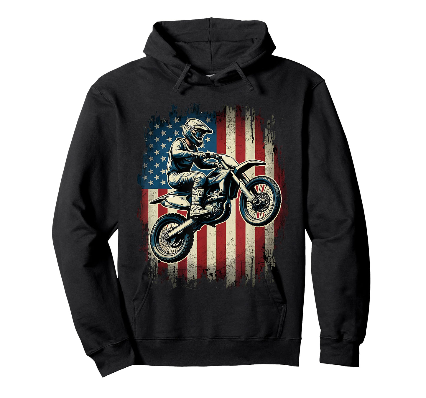 Dirt Bike American Flag Motocross Biker USA Vintage T-Shirt