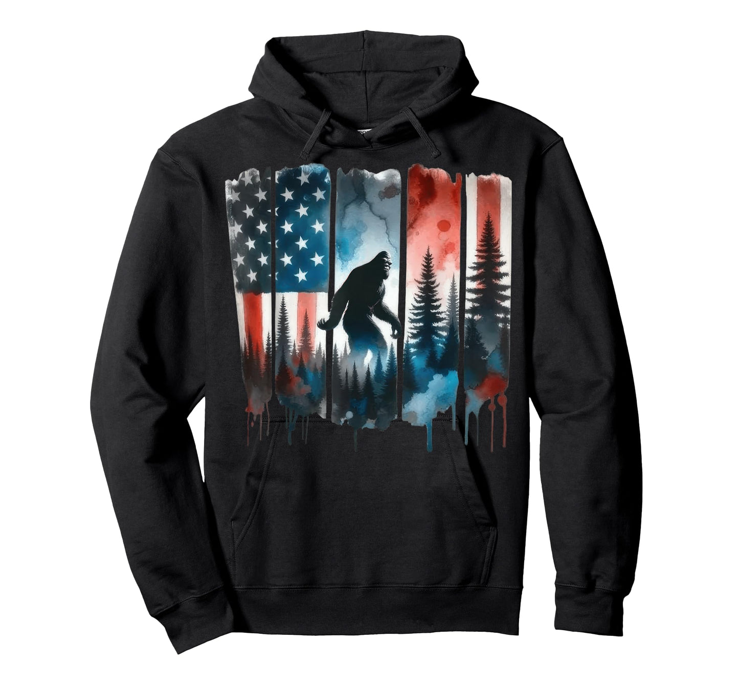 Bigfoot American Flag Sasquatch Patriotic 4th of July T-Shirt