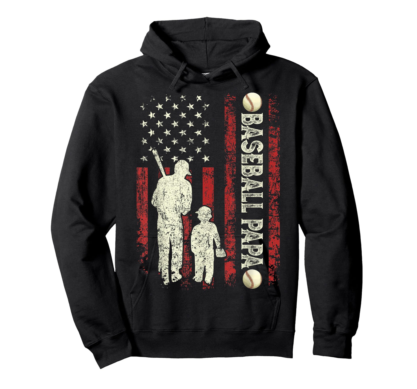 Father's Day Baseball Papa USA Flag Gifts Dad Men Baseball T-Shirt