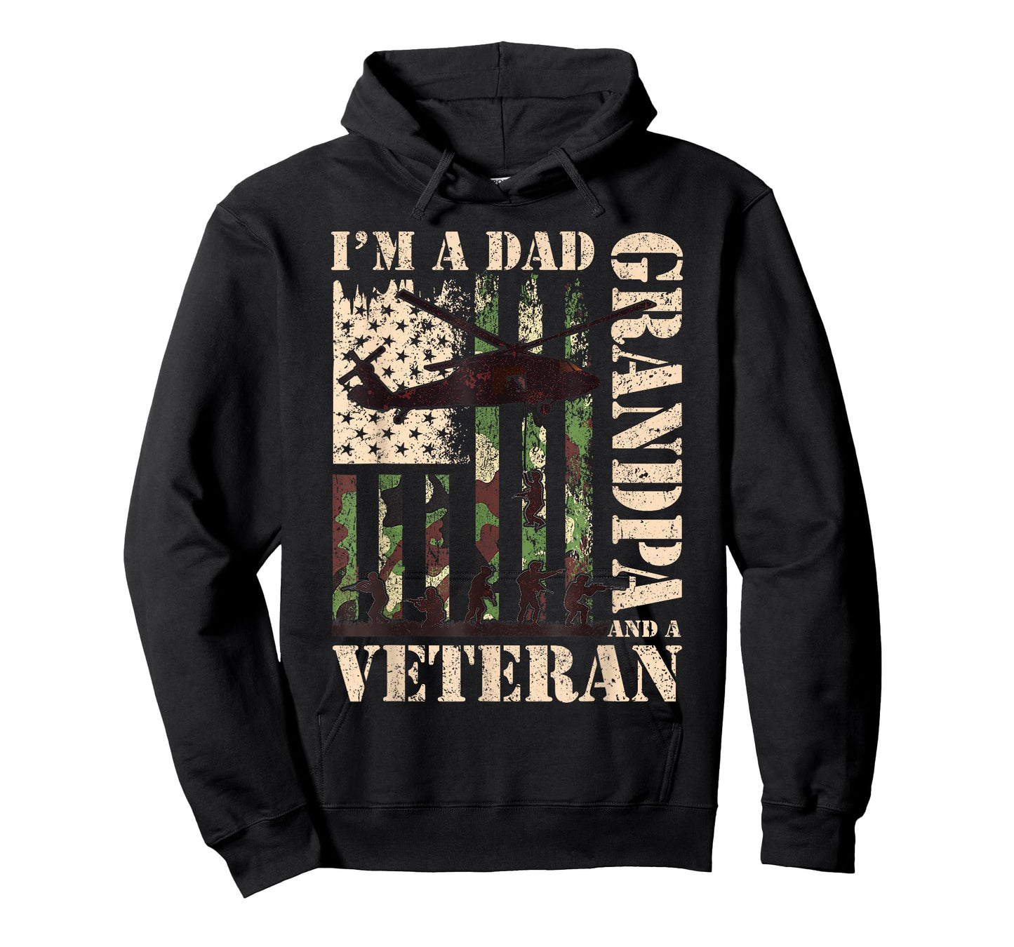 Grandpa Veteran Fathers Day Dad Veteran Camo American Flag T-Shirt