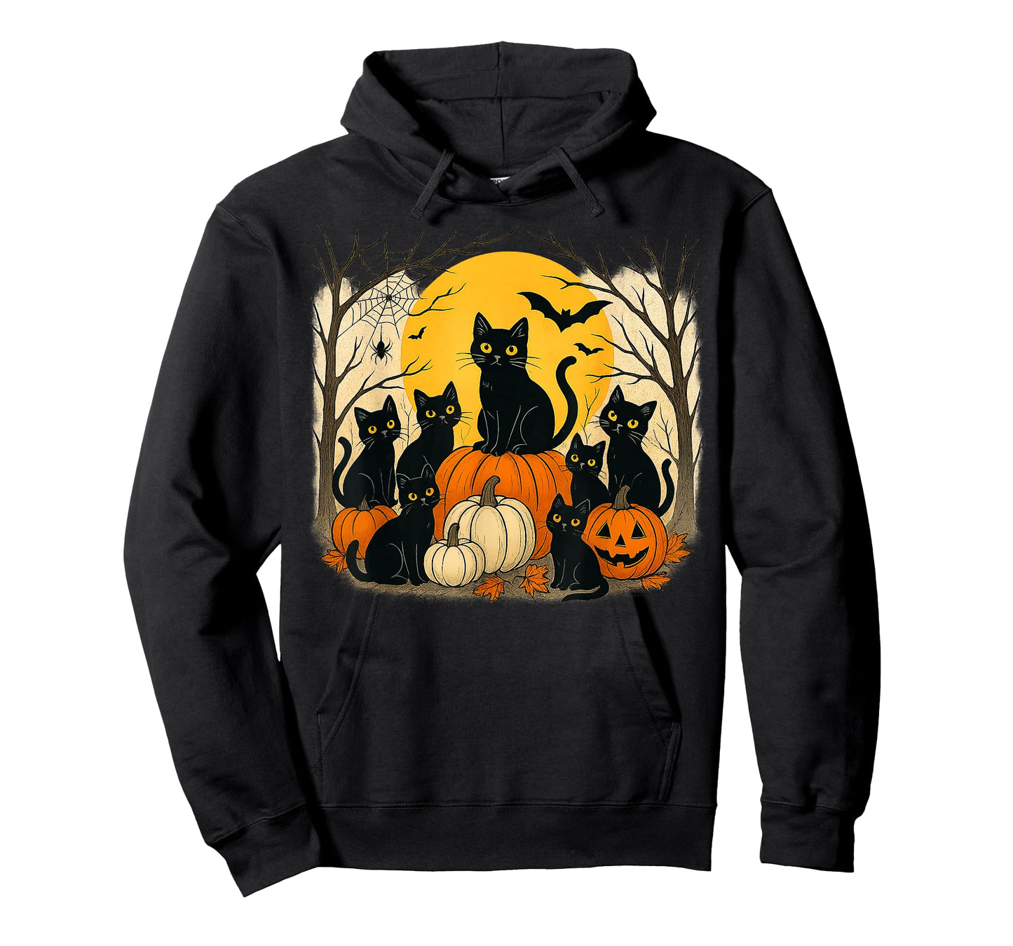 Halloween Black Cats Pumpkins Retro Spooky Night Funny Cat T-Shirt