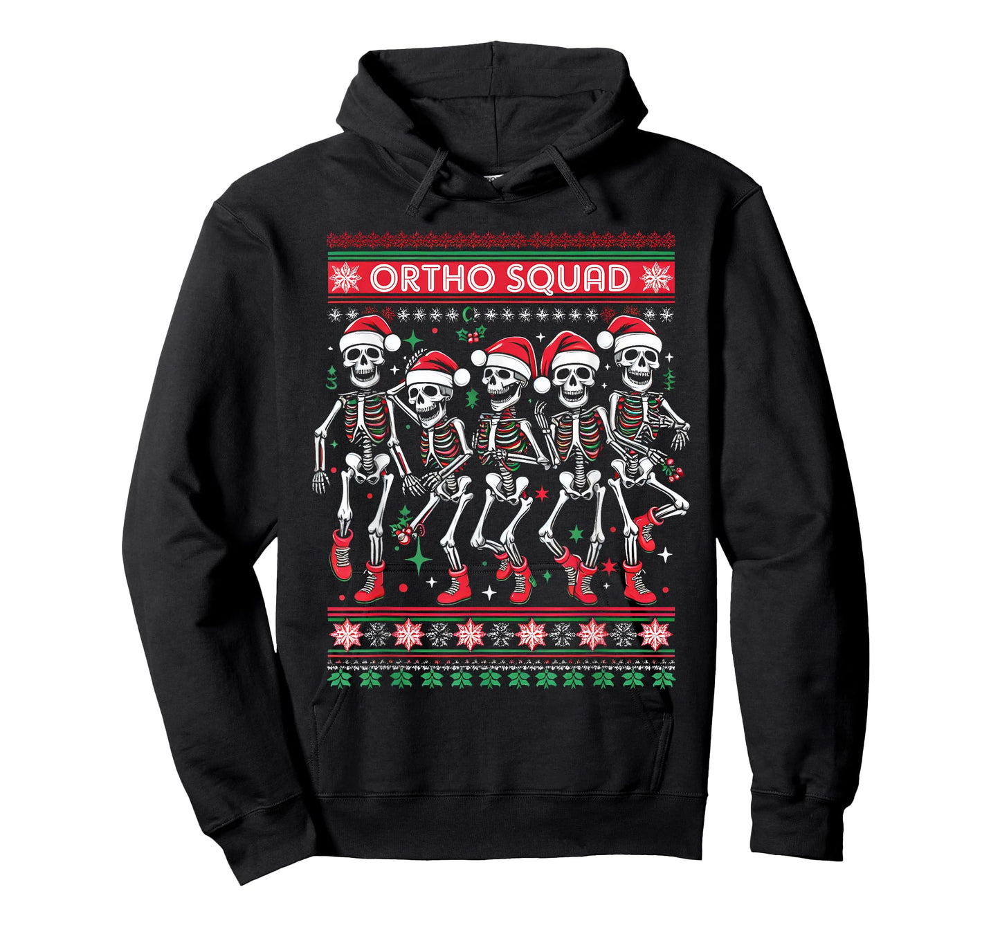 Funny Ortho Squad Christmas Three Santa Skeletons Proud Job T-Shirt