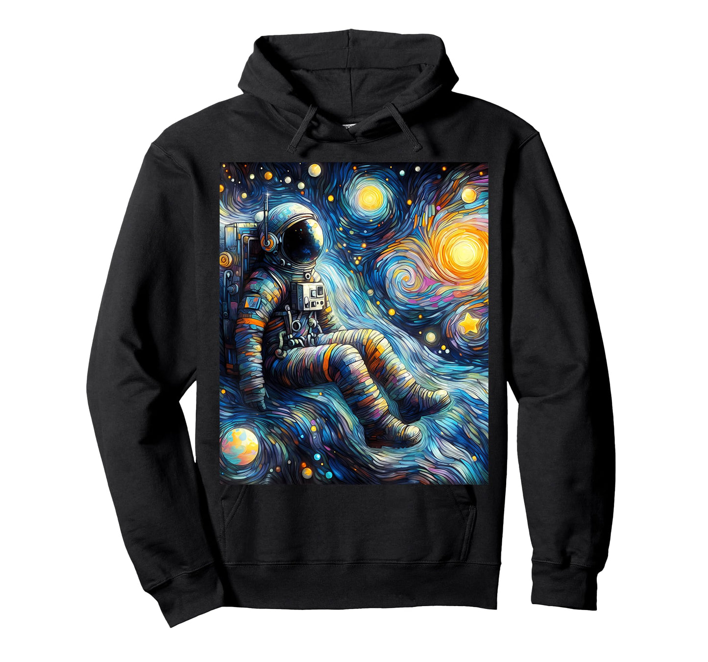 Astronaut Space Planets Starry Night Painting T-Shirt