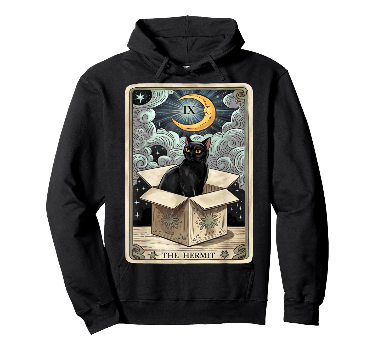 The Hermit Tarot Card Cat In Box Mystic Funny Cat Esoteric T-Shirt