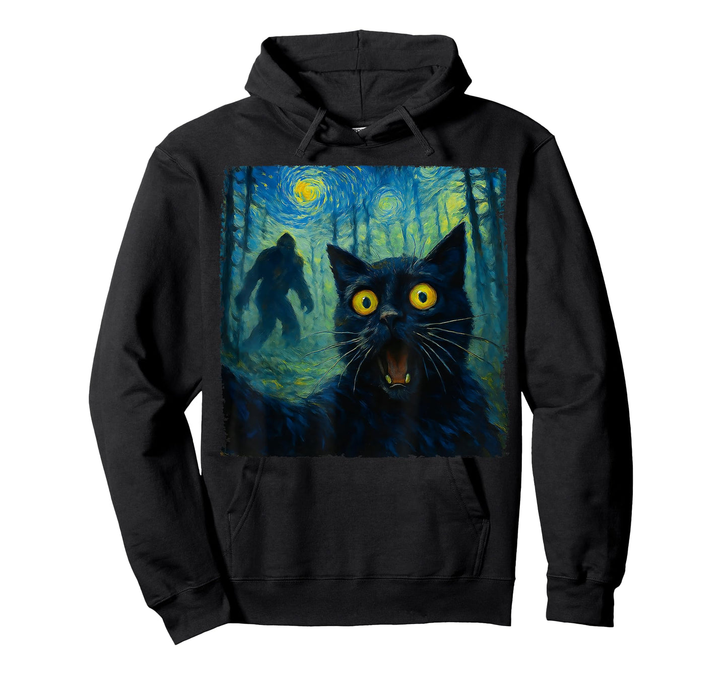 Funny Cat Selfie Bigfoot The Starry Night Cats Lover Cute T-Shirt