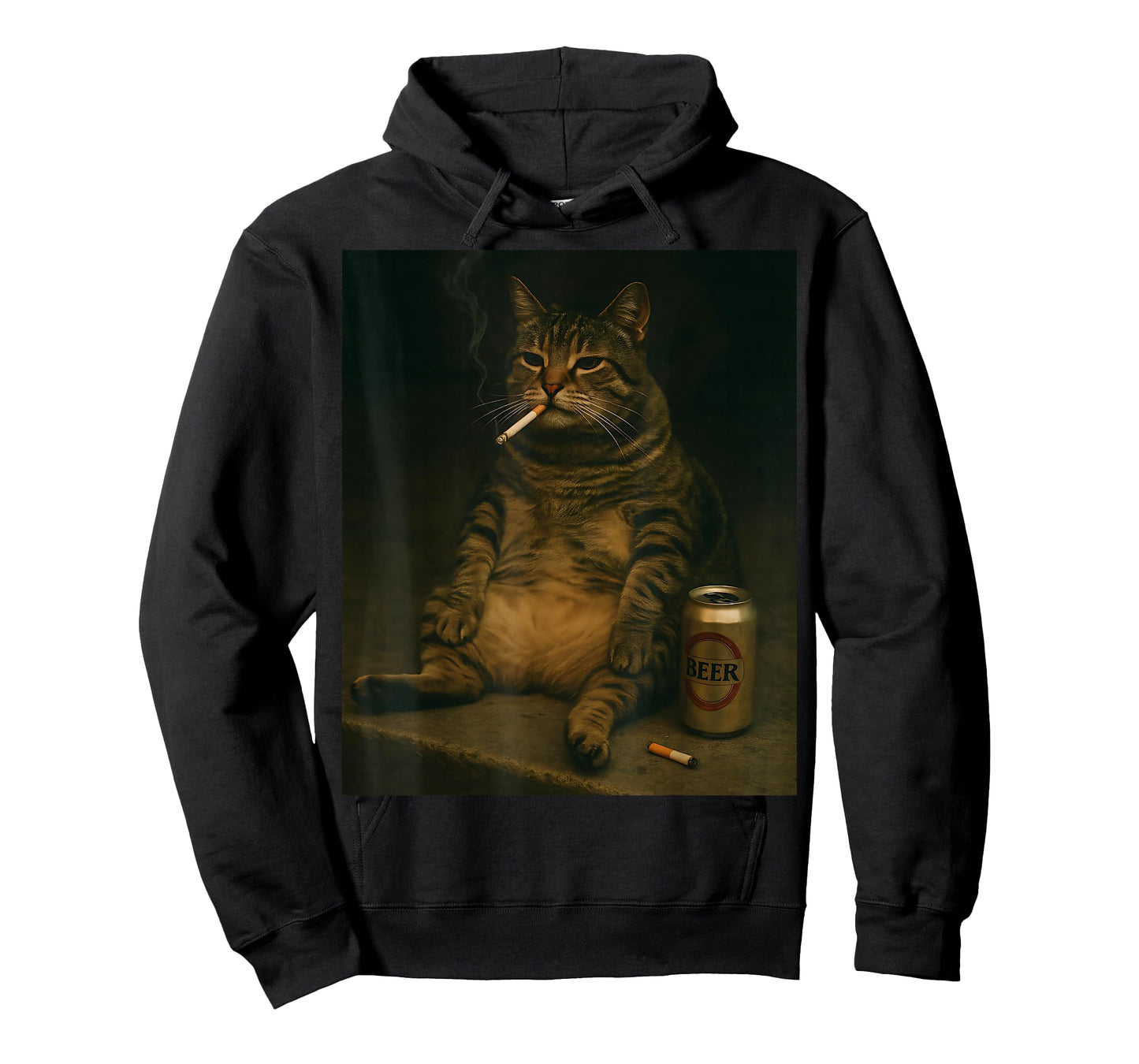 Cigarette Cat Funny Smoking Kitten Beer Meme Stupid Brainrot T-Shirt