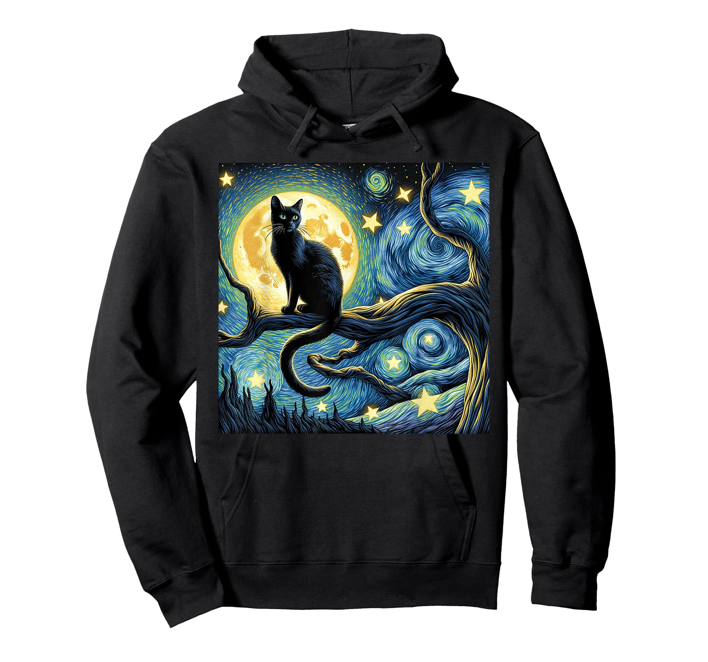 Cat Starry Night Van Gogh Cat Art Funny T-Shirt
