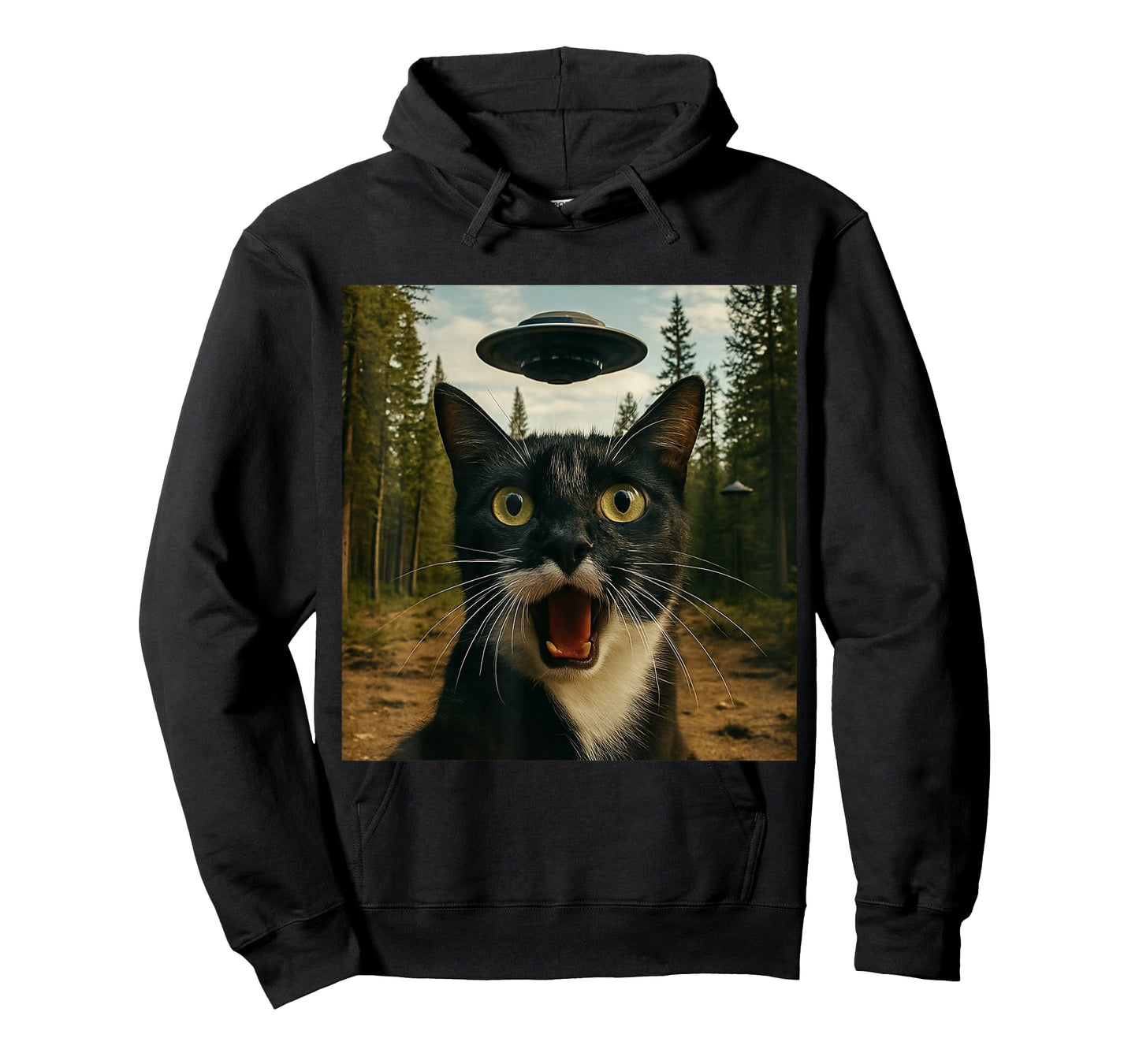 Extraterrestrial Encounter: Cat Selfie with UFO T-Shirt