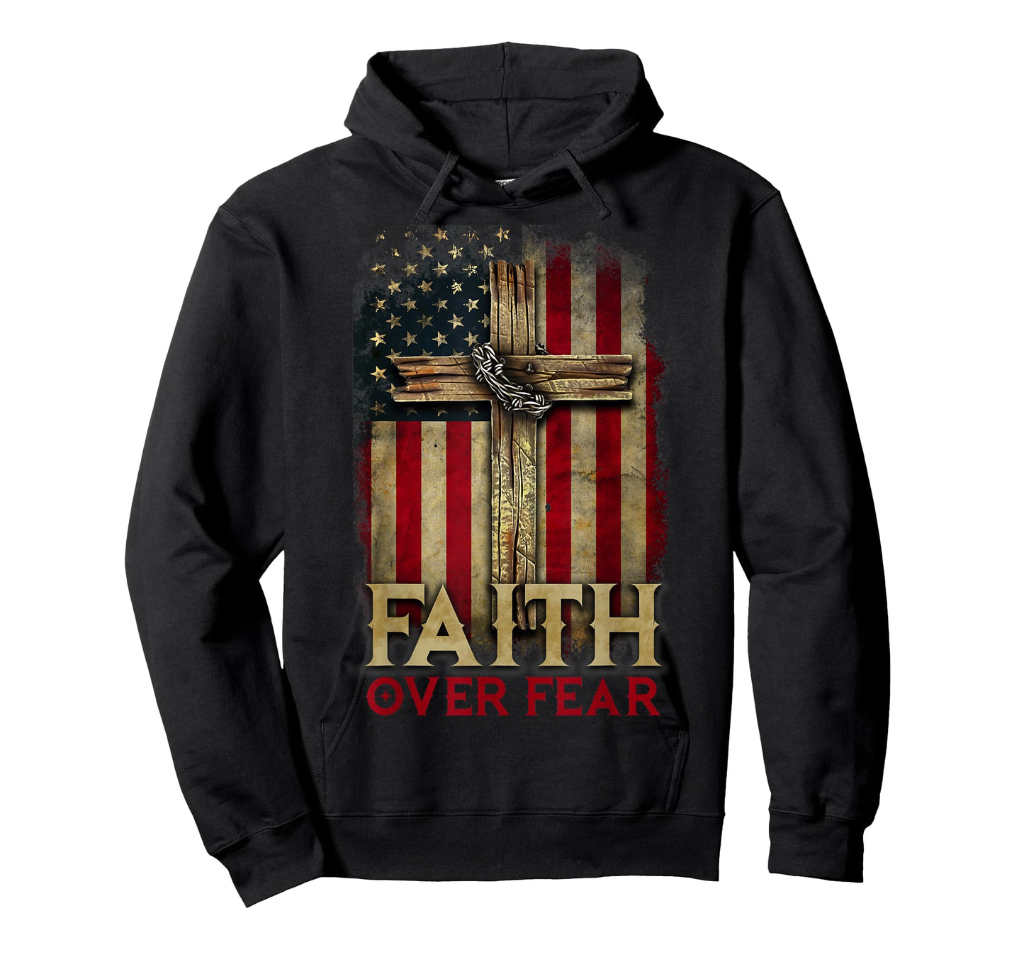 Faith Over Fear Christians Cross USA American Flag Patriotic T-Shirt