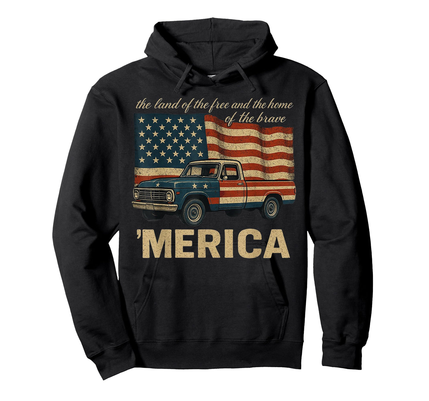 Vintage Classic Truck Merica American Flag USA 4th of July T-Shirt