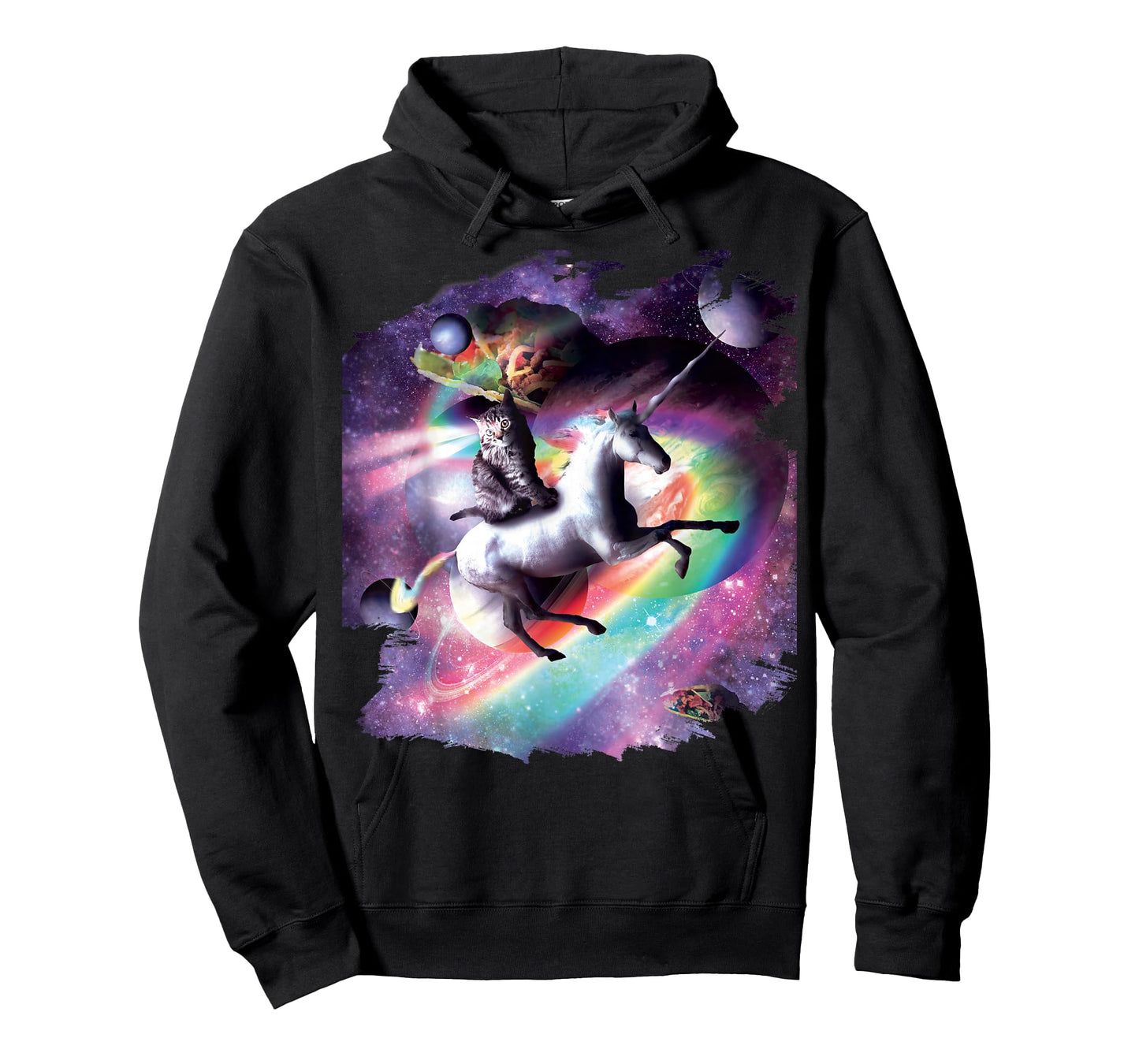 Space Cat Riding Unicorn - Laser, Tacos and Rainbow T-Shirt