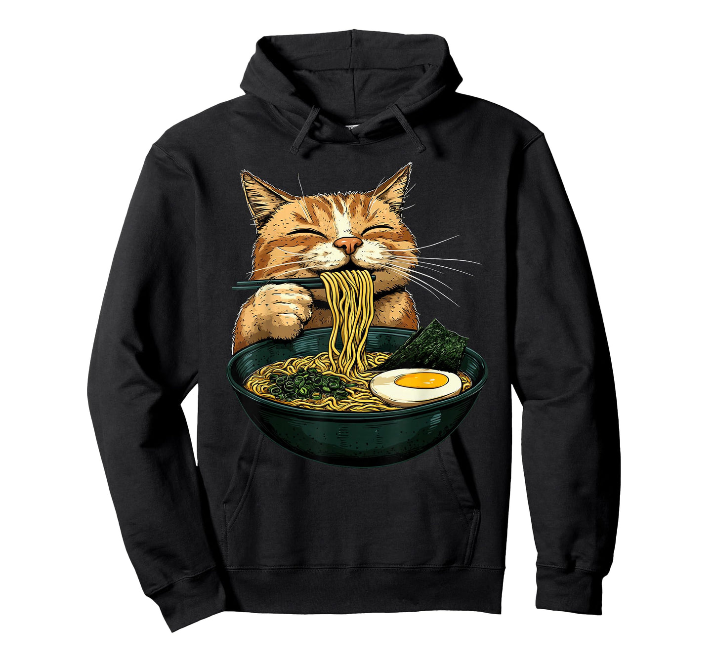 Funny Cat Eating Ramen Japanese Graphic Tee Anime Kawaii Cat T-Shirt
