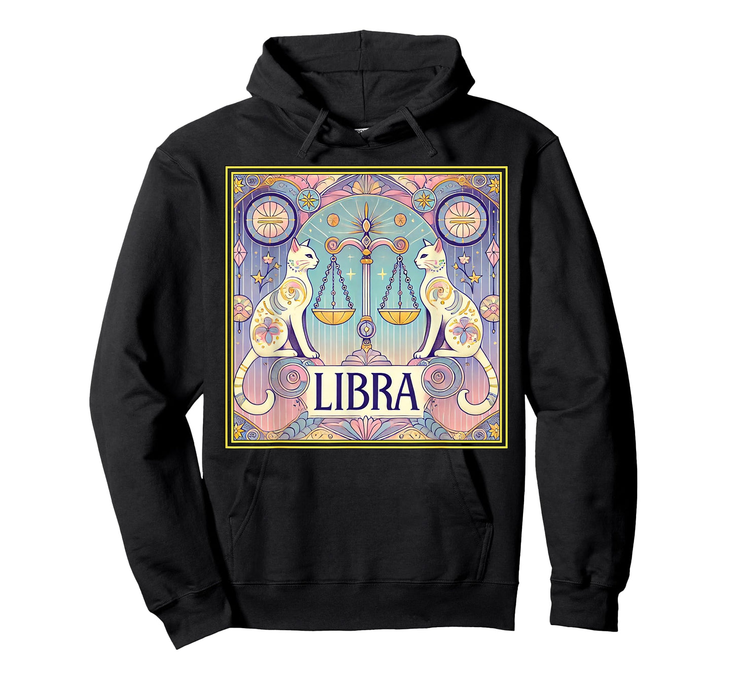 Libra Cats Zodiac Astrology in Art Deco T-Shirt