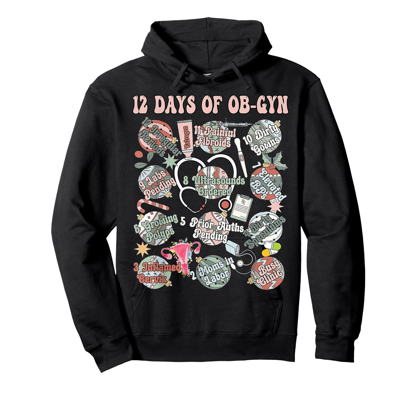 12 Days Of OB-Gyn Christmas Labor And Delivery Nurse Outfit T-Shirt