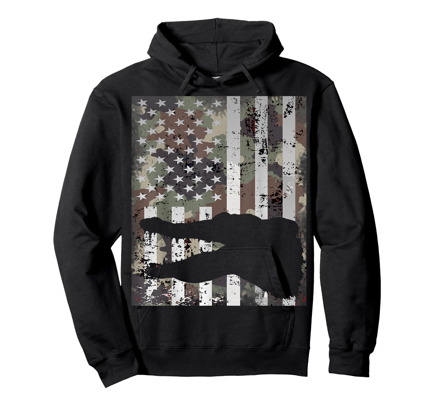Camo US Flag Alligator Gator Camouflage Hunting Gift T-Shirt