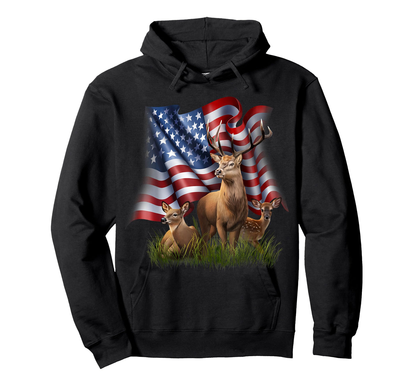 American Flag Deer Buck Doe Fawn Patriotic Wildlife T-Shirt