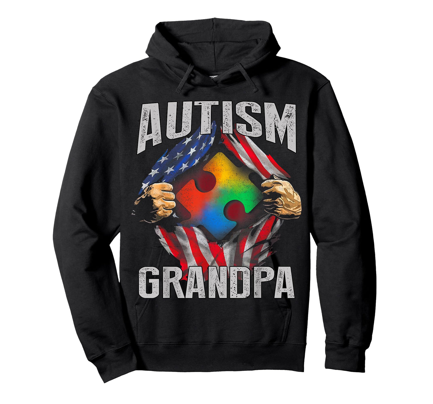 Autism Grandpa American Flag Autism Awareness T-Shirt T-Shirt