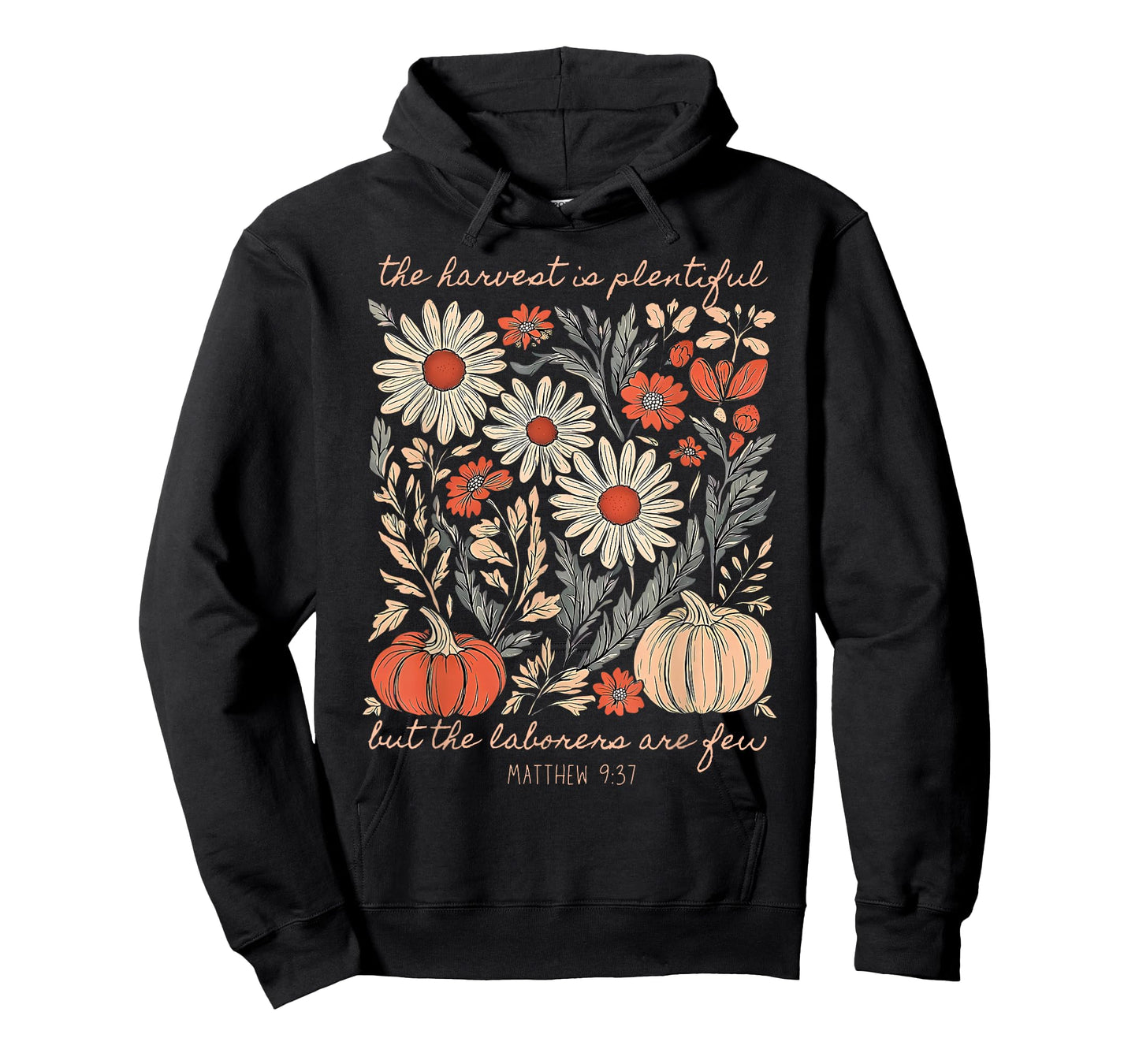 Autumn Floral Pumpkins Christian The Harvest is Plentiful T-Shirt