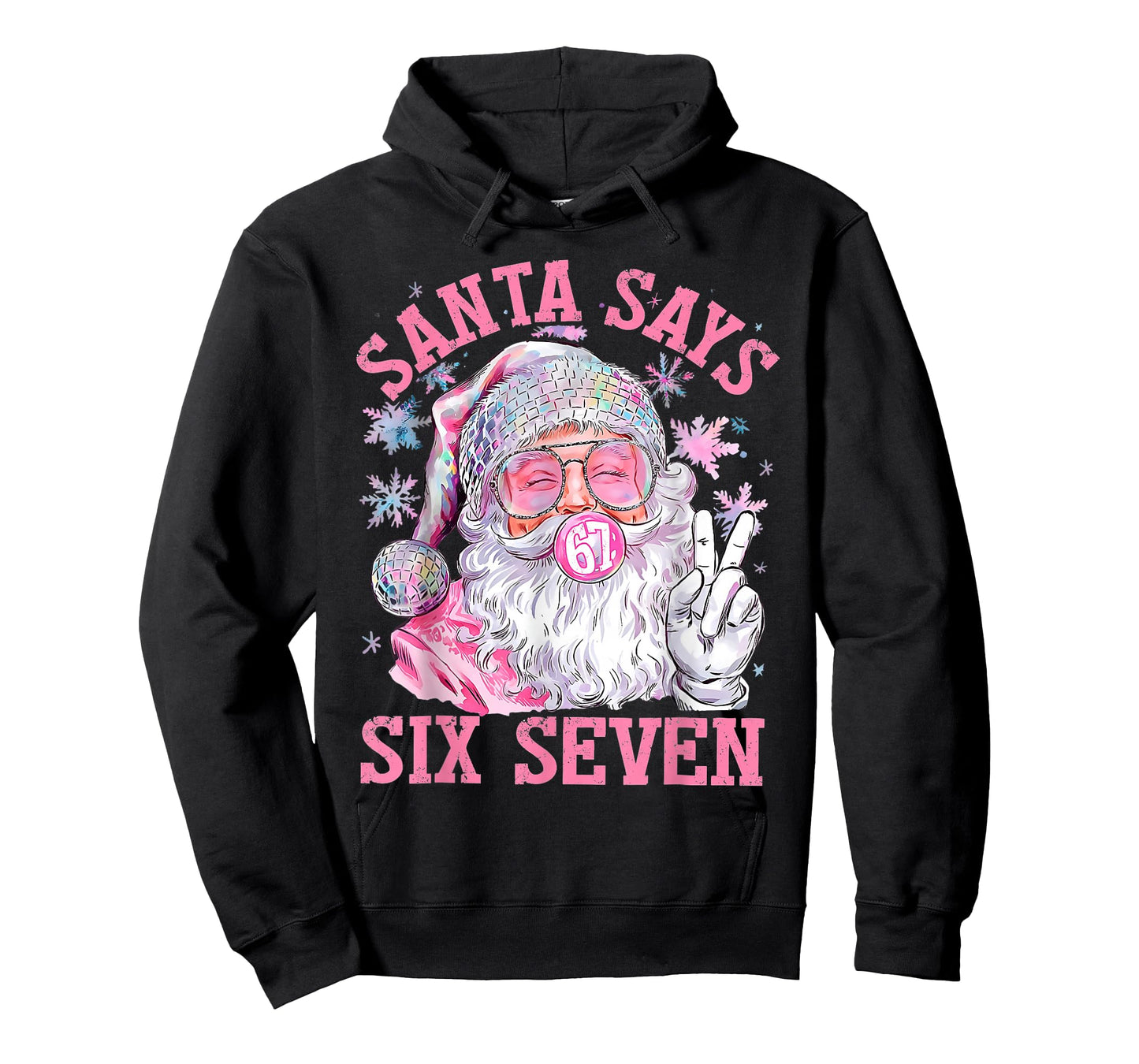 Santa Says Six Seven 6 7 Meme Santa Pink Bubble Christmas T-Shirt