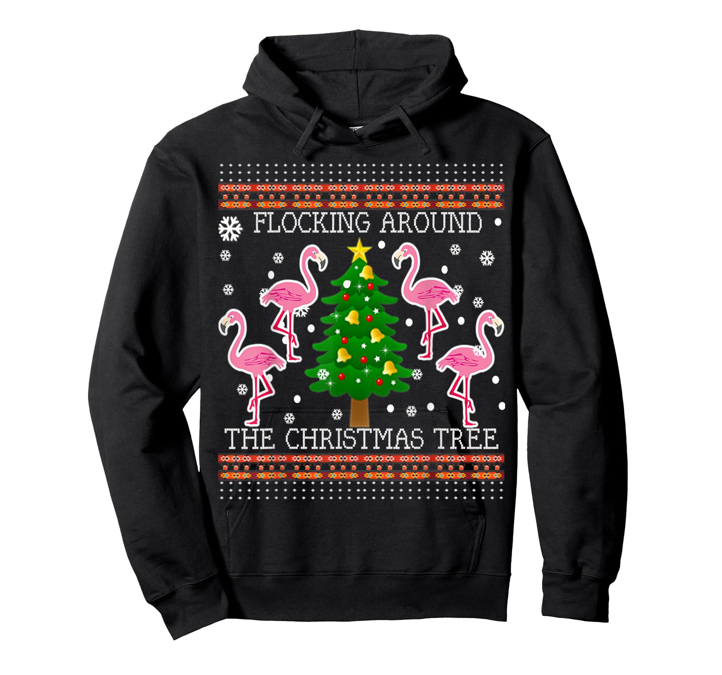 Funny Flamingo Christmas Tree Shirt-Flocking Around TShirt T-Shirt