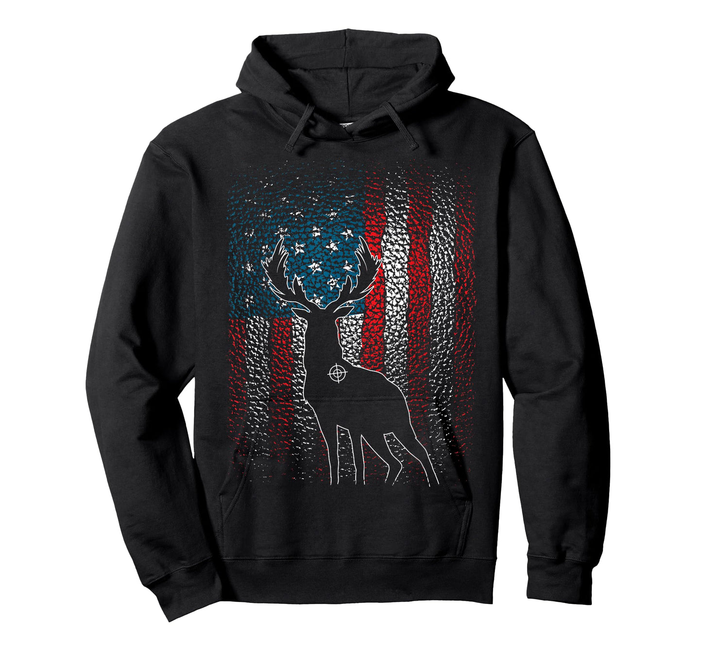 Deer Hunting American Flag Whitetail Buck Antlers Hunter Men T-Shirt