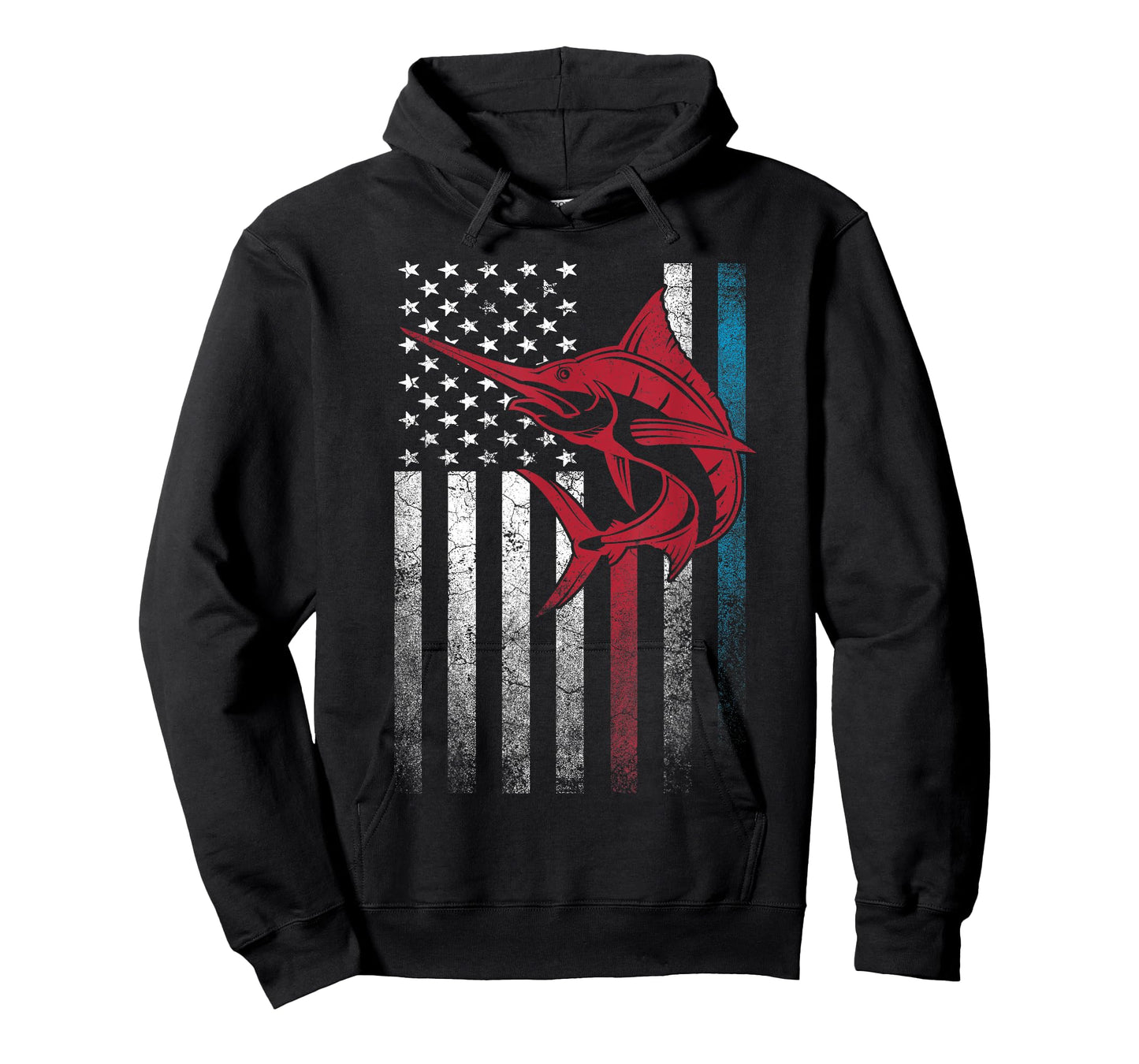 Fishing Marlin Swordfish Fish 4th of July American Flag USA T-Shirt