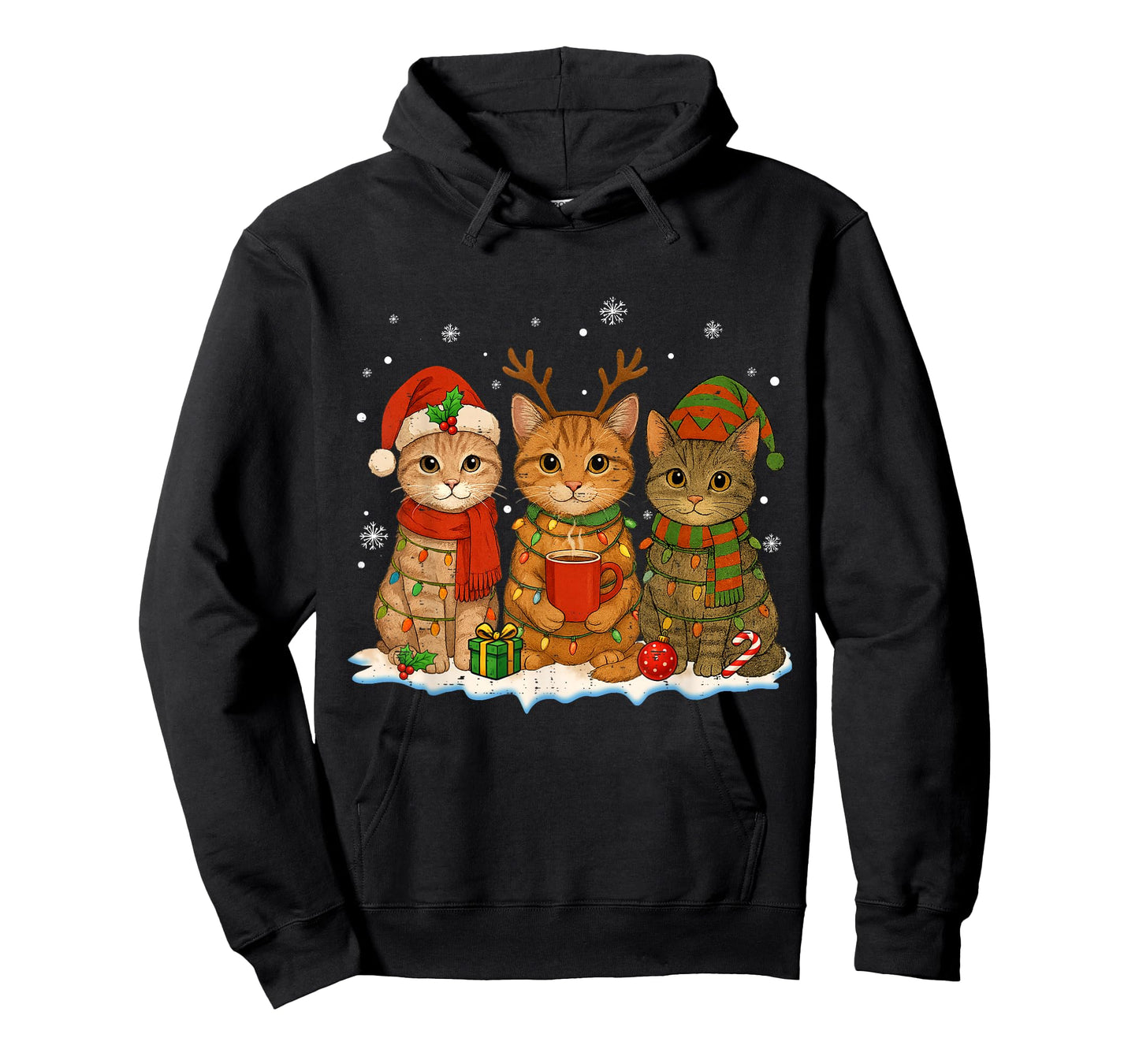 Christmas Cat Santa Reindeer Elf Cat Lover Kitten Xmas Pjs T-Shirt