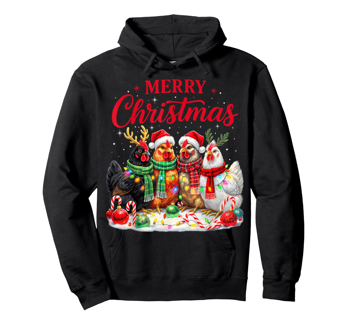 Christmas Chicken Lights Santa Xmas Farm Animal Holiday T-Shirt