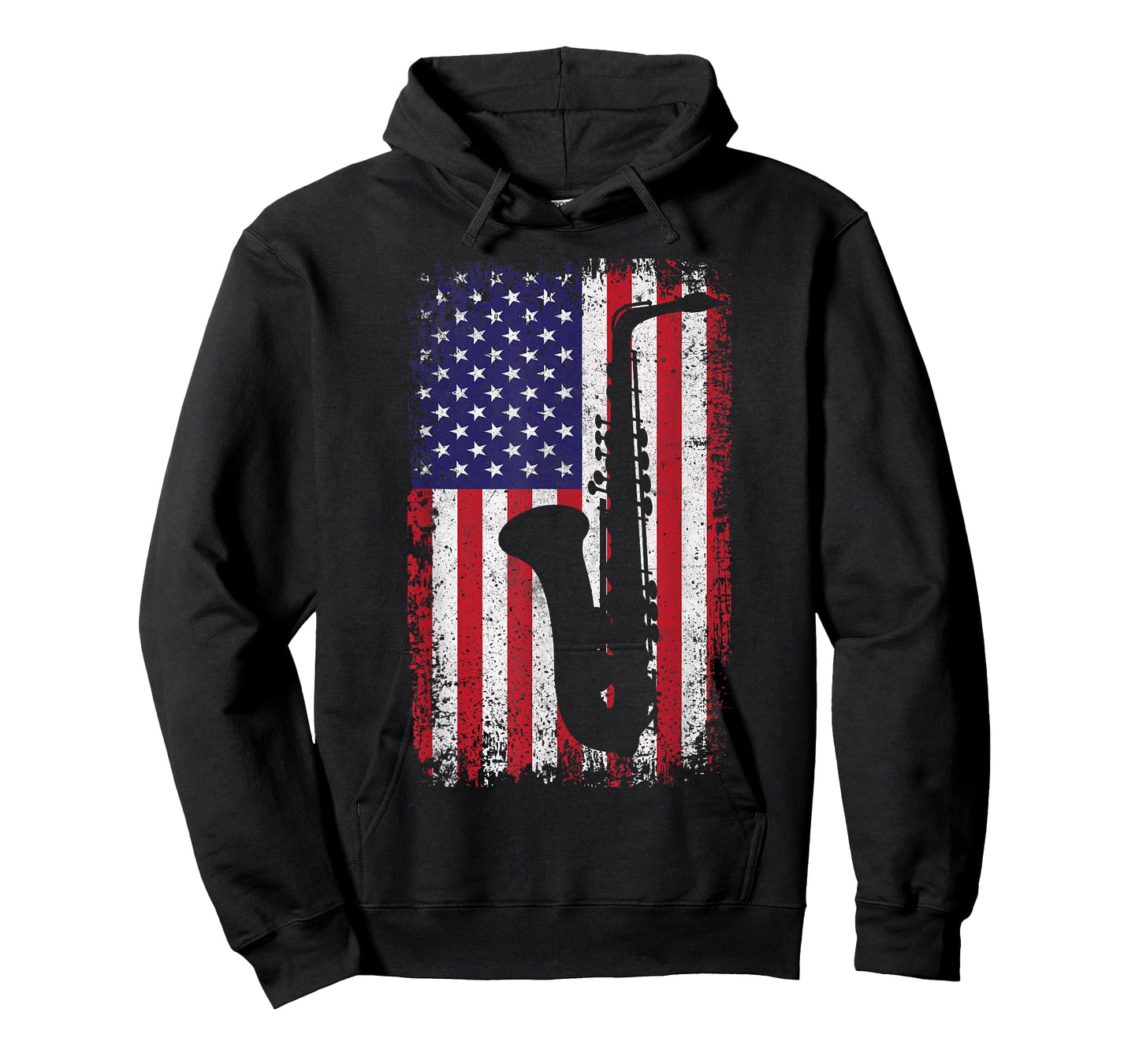 Saxophone US Flag Musician Marching Band Saxophonist Men T-Shirt
